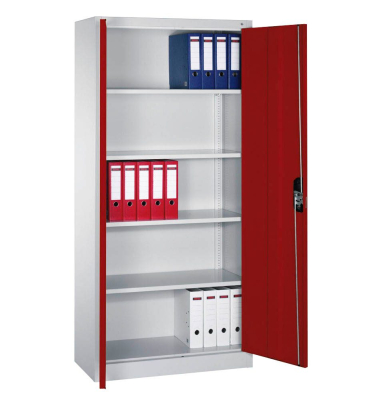 Stahlschrank C 2000 Acurado 9260-000 S11312 lichtgrau, rubinrot 93,0 x 40,0 x 195,0 cm, aufgebaut